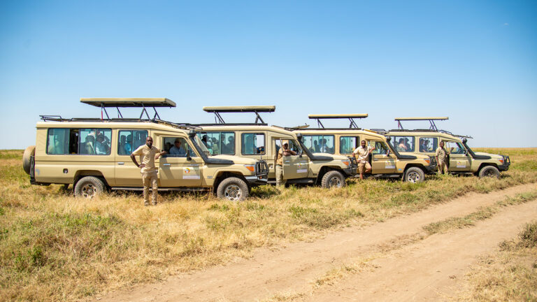 African Traits drivers standing in front of the cars